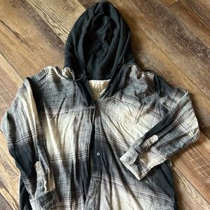 American Eagle Flannel with Hoodie Size M